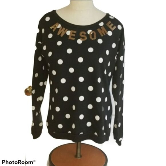 Awesome Sweater Rue21 Sweatshirt Shirt Top Polka Dots Women's Small WOMAN'S - Picture 2 of 11